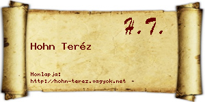 Hohn Teréz névjegykártya